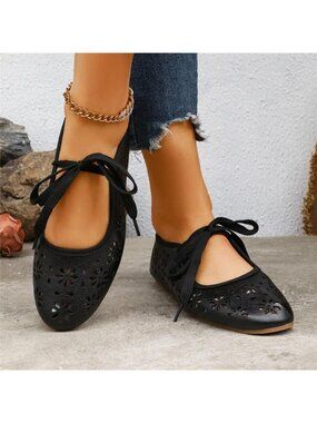 Floral Cutout Tied Slip-Ons